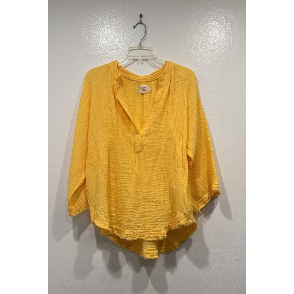 9 Seed Yellow Orange Cotton Gauze Relaxed Marrakesh Blouse Coastal Oversized Top